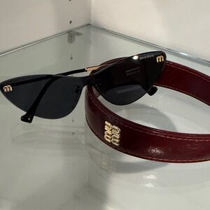 Miu Miu Black Sunglasses with Burgundy Headband